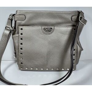 Brighton Royce Organizer Bag Zinc Pearl Crossbody Pebbled Leather